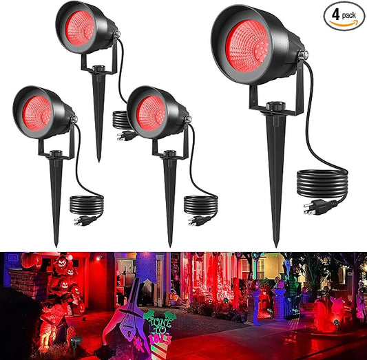 T-SUN Red Spotlight Outdoor, Waterproof LED Landscape Lighting with US Plug, Easy Install 270° Adjustable Outdoor Spot Lights for Garden Tree Yard Decor by T-SUN