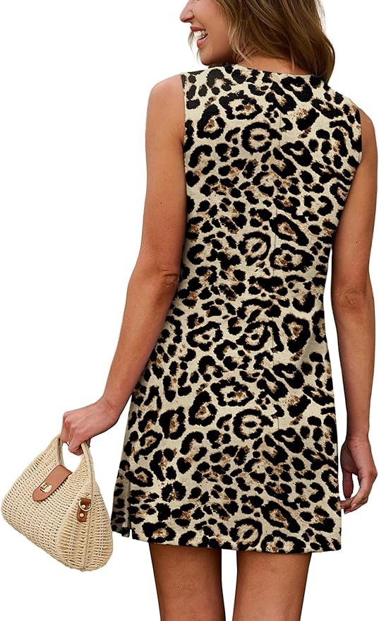 WIHOLL Casual Dresses for Women Crewneck Sleeveless Tank Dress Summer Spring Boho Vacation Clothes - Image 5