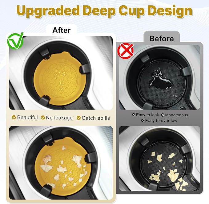 SINGARO Car Cup Holder Coaster, Silicone Cup Holder Insert, Universal Non-Slip Cup Holders, Car Accessories Interior for Women and Man 4 Pack Yellow - Image 2