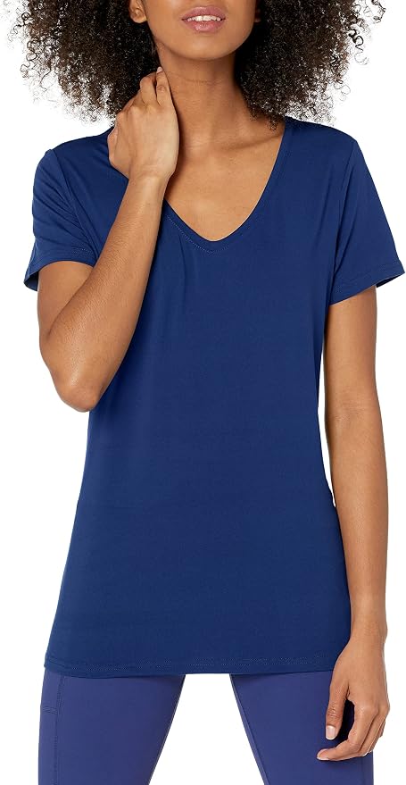 Amazon Essentials Women's Active Quick Dry Tech Stretch Short-Sleeve V-Neck T-Shirt (Available in Plus Size), Pack of 2 - Image 3