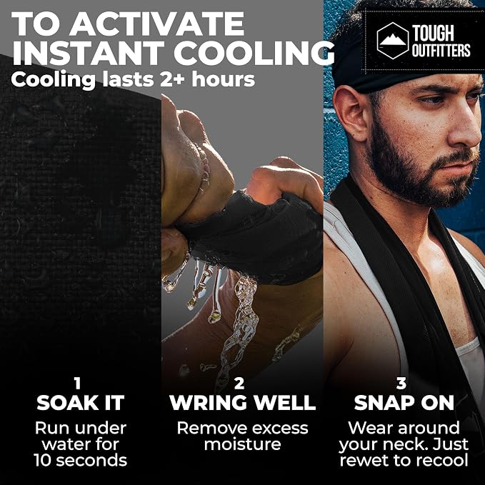 Tough Outdoors Cooling Towels for Neck Face - Neck Cooling Towel for Hot Weather Yoga Sports Golf Sweat - Instant Cold Towel - Image 3