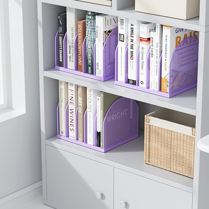 gianotter Desktop File Organizer with 5 Compartments | Desk Organizer Paper Organizer for Desk Workspace Organizers for Office Supplies (Purple, Upright Style) - Image 4