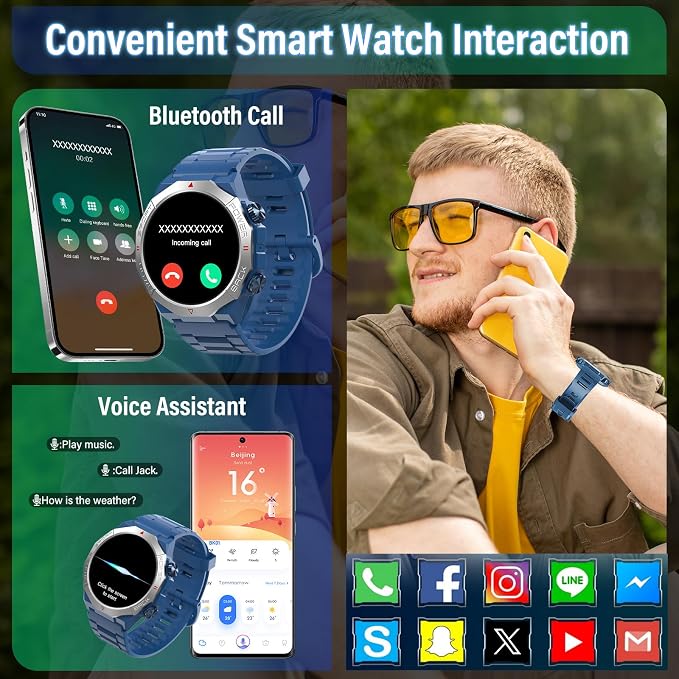 Smart Watch for Men (Answer/Make Calls), Rugged Men's Military Smartwatch, 1.39" HD Fitness Tracker with Heart Rate/Sleep/Step Monitor, 110+ Sport Modes, IP68 Waterproof Activity Tracker Android iOS - Image 2