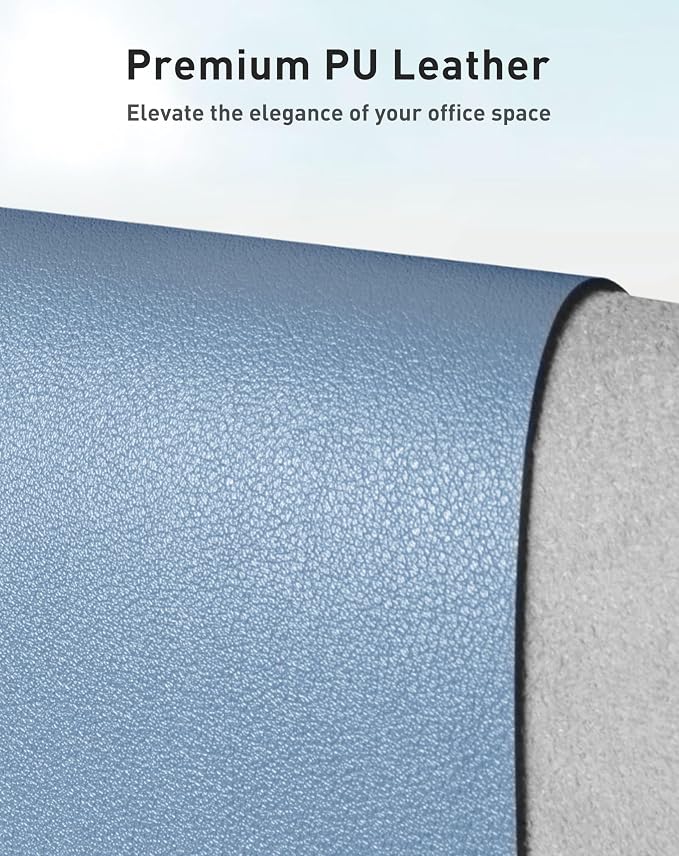 Aothia Faux Leather Desk Mat - Large Mouse Pad, Non-Slip PU Leather Blotter, Waterproof Writing Surface for Office and Home (Denim Blue, 63" x 17") - Image 2