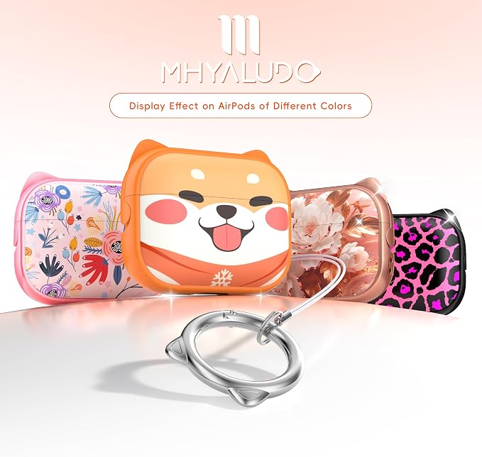 for AirPods Pro 2 Case with Cleaning Kit, Cute Cat Ear Print Design & Cute Buckle for Girls, Phone Holder & Top Safe Lock Buckle Design for AirPods Pro 2nd/1st Gen case, Orange Dog - Image 6
