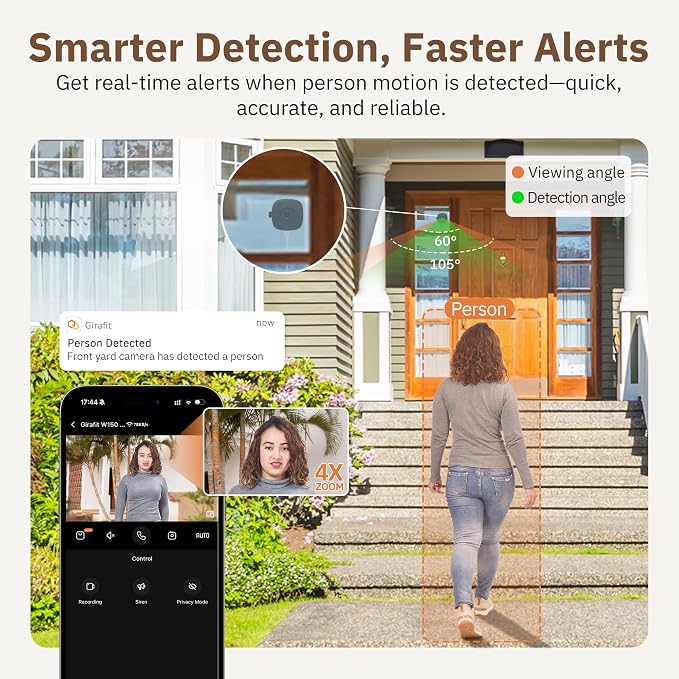 Girafit 3MP 2K Window Camera,2.4GHz&5GHz WiFi Indoor Cameras for Home Security 2 Pack with ChroMax Al Color Night Vision,Person & Motion Detection,24/7 Recording,Easy&Quick Install - Image 7