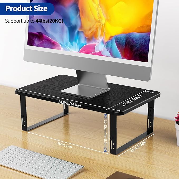 BESIGN MS01 Monitor Stand Riser, Height Adjustable Laptop Stand, Computer Monitor Stand for Monitor, Computer,Laptop,Printer (Black) - Image 6