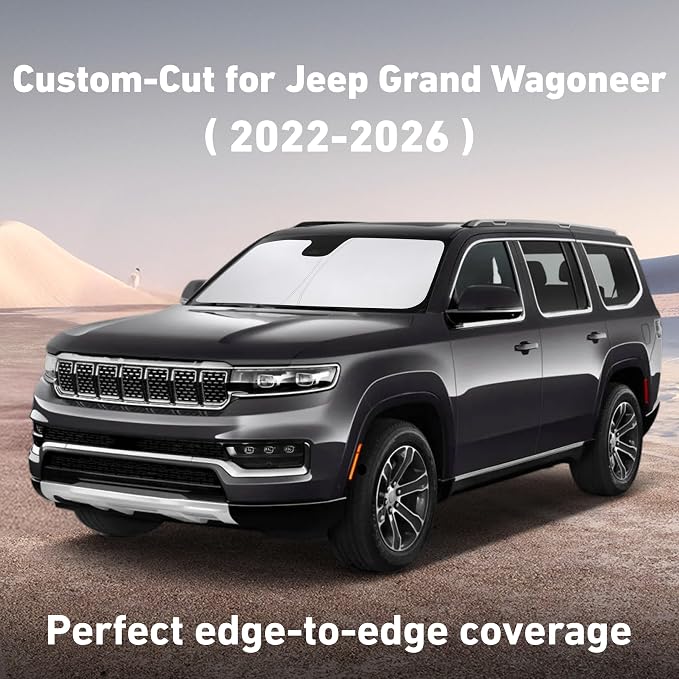 EcoNour Windshield Sunshade Compatible for Jeep GrandWagoneer 2022-2024 2025 2026, Sun Visor for Front Windshield & Window Sun Shade Cover, UV Heat Blocker & Protector, Car Accessories - Image 2