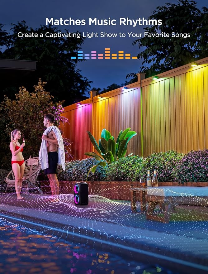 Govee 72ft RGBIC Outdoor Deck Lights, 4000K White Light, IP65 Smart Lights | 60+ scene modes, -4°F to 104°F, APP Remote or Voice Control, Work with Alexa, Matter, Google Home, Music Mode, Patio Decor - Image 6
