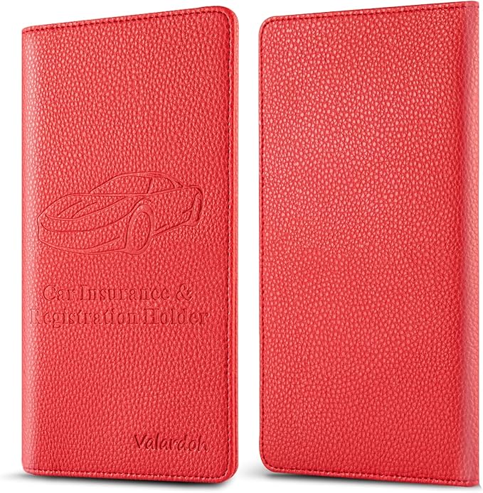 Valardoh Premium Car Registration and Insurance Card Holder, Car Document Holder for Cards, Driver License & other Essential Documents (Red) - Image 5
