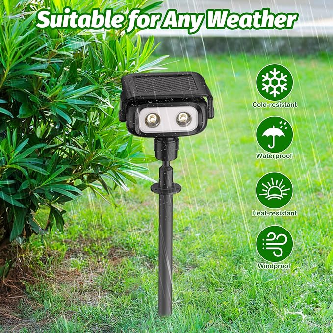 Nreonrick Solar Spot Lights 360° Adjustable Solar Lights Outdoor IP65 Waterproof with 2-in-1 Solar Powered Spotlights for Landscape Lighting for Garden (Warm) - Image 4