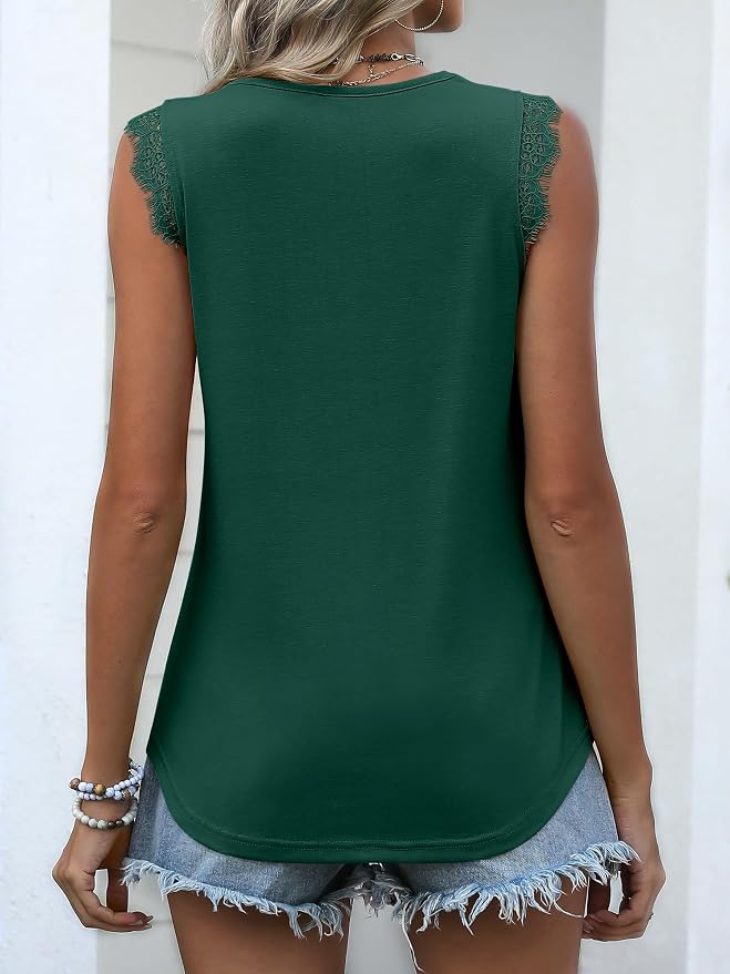 ANRABESS Womens Lace Trim Tank Tops V Neck Sleeveless Shirts 2026 Summer Casual Trendy Dressy Cami Top - Image 5