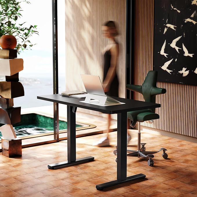 HUANUO 55 x 28 inch Electric Standing Desk Adjustable Height, 4 Memory Height Settings, Sit Stand Up Desk for Home Office & Computer Workstation, Black - Image 2
