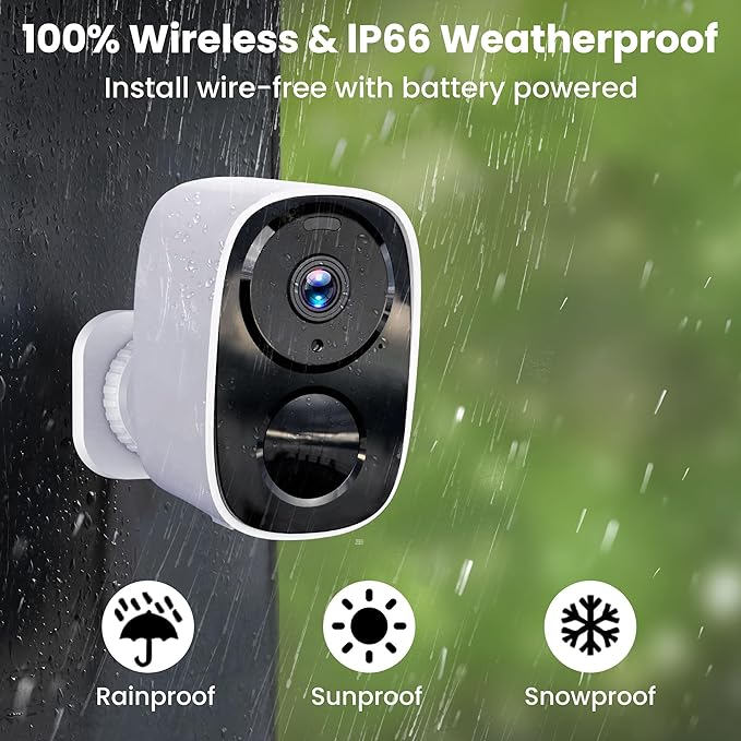 2026 Upgraded 2K Security Cameras Wireless Outdoor, Free Cloud Storage, 1-6 Months Battery Life, Waterproof, 2-Way Talk, AI Motion Detection Spotlight Siren Alarm Cameras for Home Security - Image 7