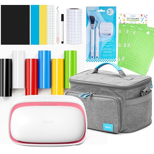Likcut Vinyl Cutter Machine Creator Bundle with Carrying Case & Accessories, User-Friendly Sticker Maker Set, Portable Vinyl Printer for Sticker Joy Craft & Home Decor, School Project by CreateDIYCraftyFunwithLikcut