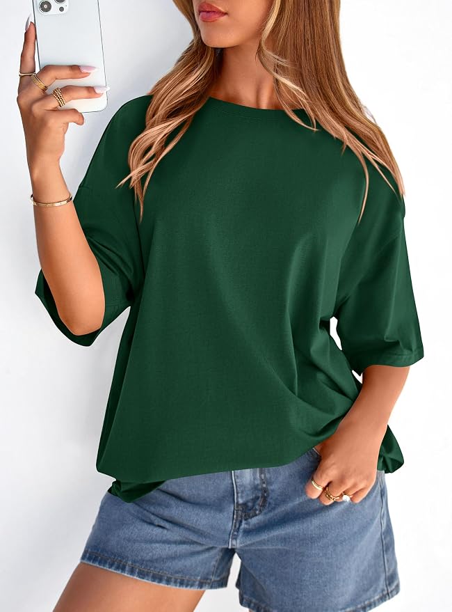 PRETTYGARDEN Womens 2026 Spring Going Out Tops Casual Short Sleeve Crewneck Loose Fit Basic Oversized T Shirts Summer Outfits - Image 6