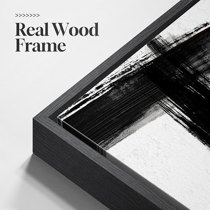 Large Framed Black and White Abstract Wall Art for Living Room, 3 Piece Big Canvas Prints Paintings Artwork for Walls, Modern Minimalist Pictures Wall Decor for Bedroom Office Hallway, 24x36 In - Image 2