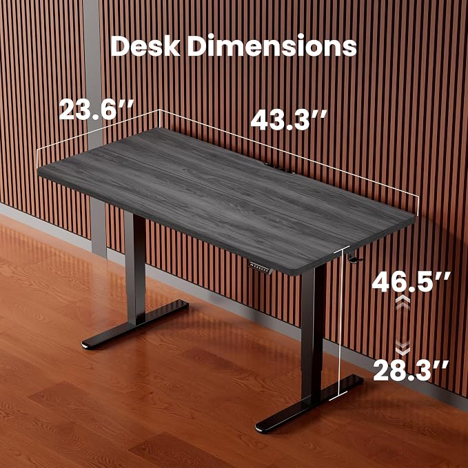 ErGear Height Adjustable Electric Standing Desk, 44 x 24 Inches Sit Stand up Desk, Memory Computer Home Office Desk, Grey - Image 3