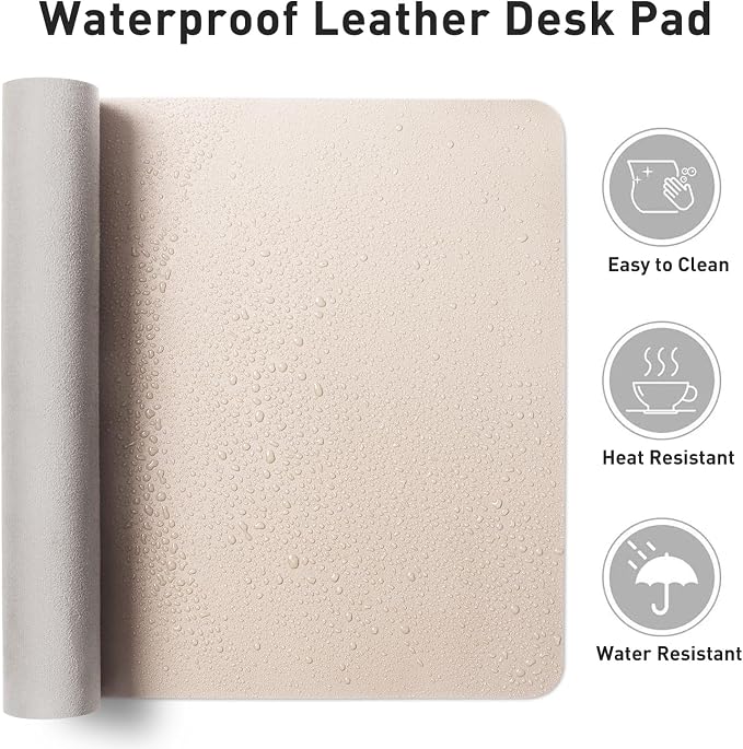 Aothia Large PU Leather Desk Pad Protector – Non-Slip Mouse Pad & Writing Mat for Office/Home, Waterproof, Easy to Clean(48" x 17", Eggshell) - Image 7