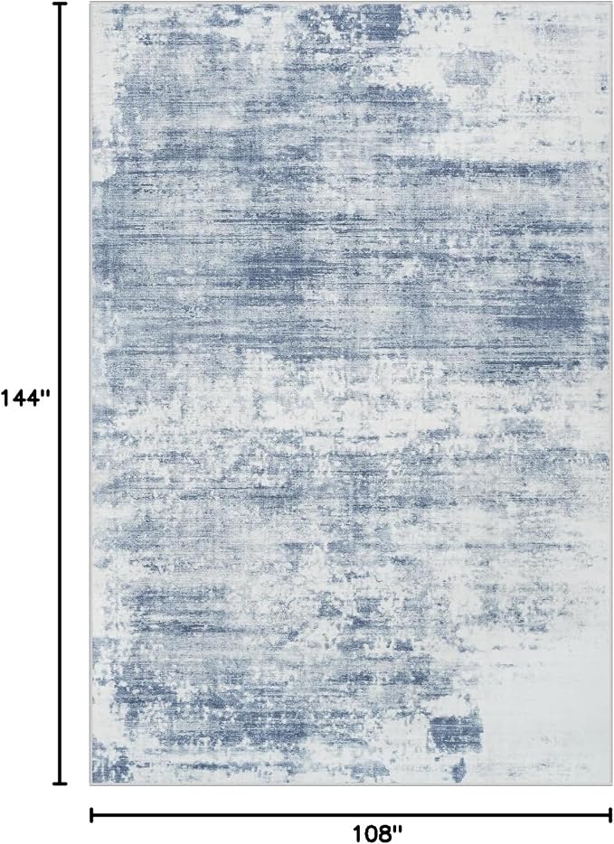 9x12 Area Rugs Washable Rug: Modern Abstract Living Room Rug Soft Anti-Skid Thin Carpet Indoor Floor Non-Shedding Carpets for Bedroom Dining Room Farmhouse Nursery Home Office Blue White - Image 2