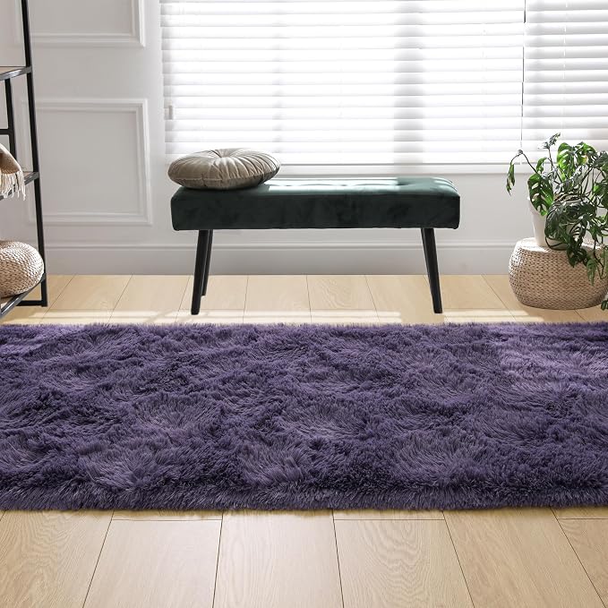 Tepook Soft Runner Rugs for Bedroom 2x6 ft with Rubber Backing, Purple Fluffy Rugs for Living Room, Shag Bedside Rug Fuzzy Plush Carpet for Room, Area Rug for Dorm Nursery Hallway Indoor Home Decor - Image 7