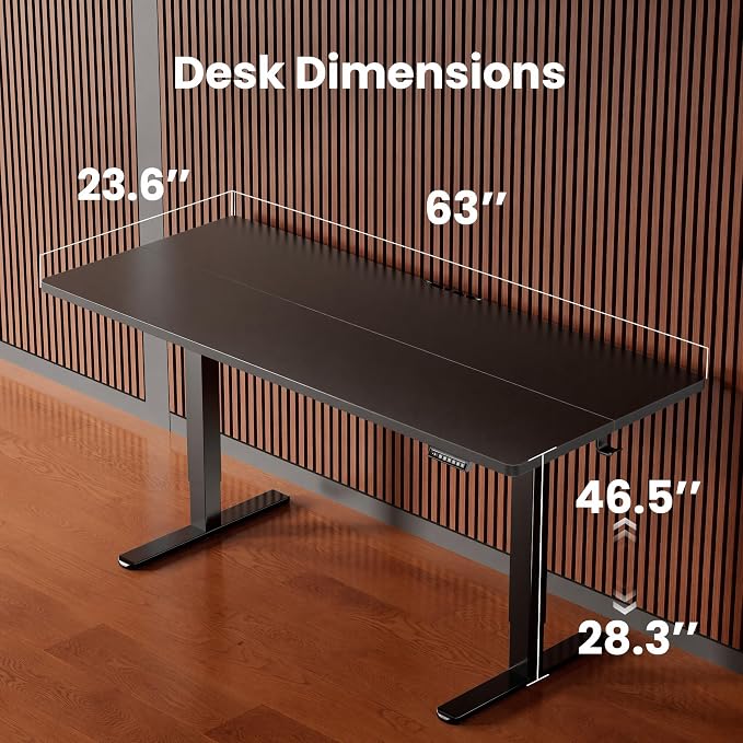ErGear Height Adjustable Electric Standing Desk, 63 x 24 Inches Sit Stand up Desk, Memory Computer Home Office Desk, Black - Image 3