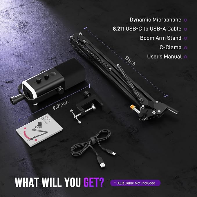 FIFINE AmpliGame AM8T XLR/USB Gaming Microphone Set, Dynamic PC Mic | Streaming RGB Mic Kit with Boom Arm Stand, Mute Button, Headphones Jack, for Podcasting Recording Vocal Voice-Over - Image 9