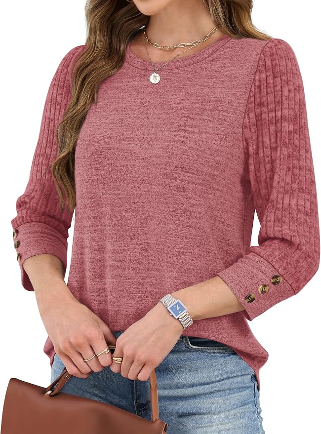 WIHOLL 3/4 Length Sleeve Womens Tops Sweaters Shirts Lightweight Spring Outfits 2026 Winter Clothing S-2XL - Image 3