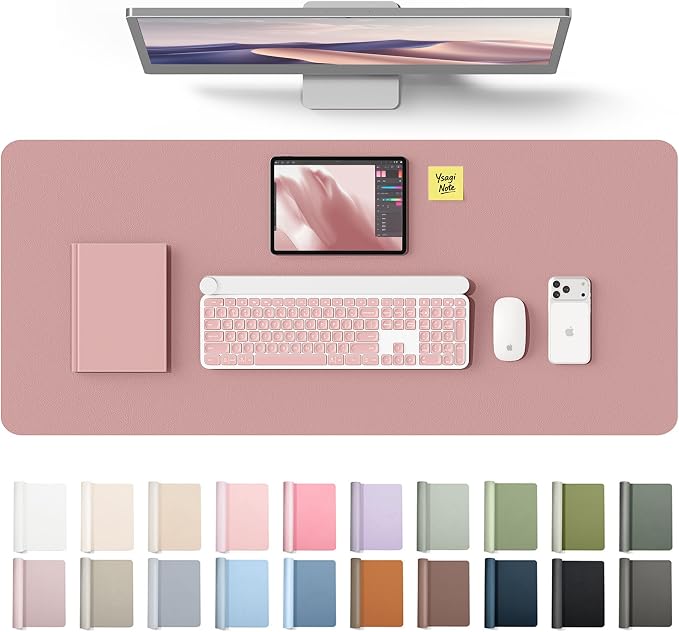 YSAGi Leather Desk Protector, Office Mat, Large Mouse Mat, Non-Slip PU Leather Blotter, Laptop Desk Mat, Waterproof Writing Pad for Office and Home(Pale Mauve, 42" x 17.2") by YSAGi