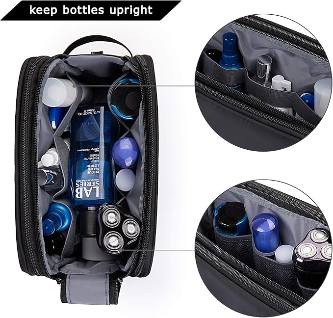 BAGSMART Toiletry Bag for Men, Travel Toiletry Organizer Dopp Kit Water-resistant Shaving Bag for Toiletries Accessories, Door Room Essentials, Black-medium - Image 5
