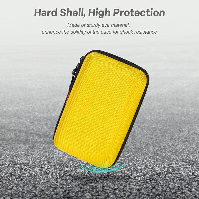 Bright Yellow Hard Shell Electronic Organizer Carrying Case - Shockproof Large Storage Case for Hard Drive, Phone, Power Bank, Charger, Earbuds - Zipper Pouch Gadget Bag for Business, Travel - Image 6