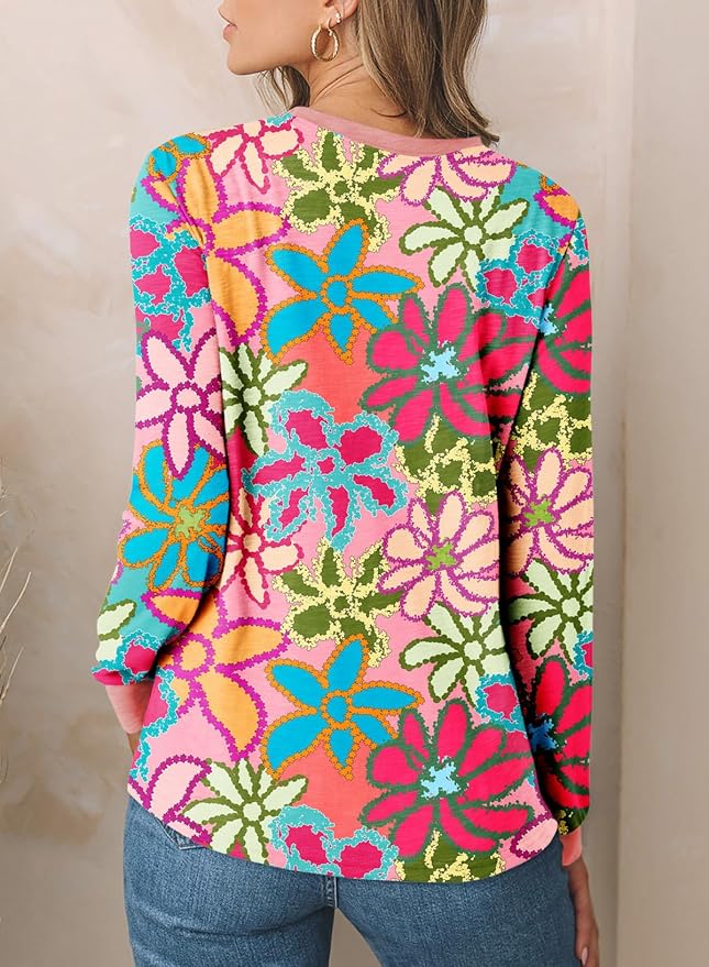 EVALESS Womens Crewneck Long Sleeve Tops Casual Polka Dots Tops Fall 2026 Tshirts Shirts - Image 4