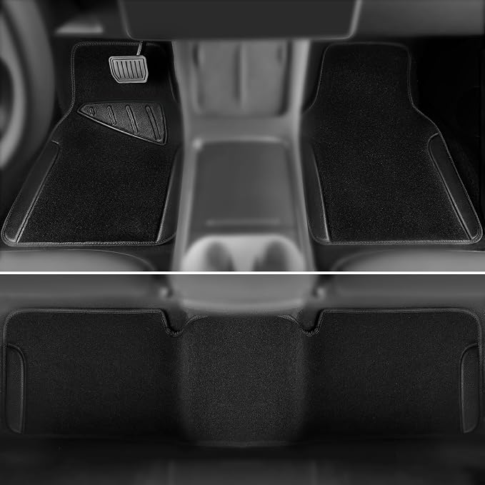 CAR PASS Waterproof Universal Faux Leather 3Pcs Car Floor Mats, Black Car Mats Fit for SUV,Vans,sedans, Trucks,Set of Vehicles Car Carpet with Driver Heel Pad and Anti-Slip Nibs Backing (Black 3Pcs) - Image 3