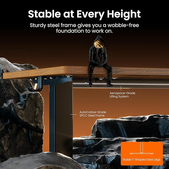 ErGear Height Adjustable Electric Standing Desk, 44 x 24 Inches Sit Stand up Desk, Memory Computer Home Office Desk, Vintage Brown - Image 5