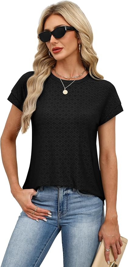 Alaroo Womens Summer Tops Short Sleeve Shirts Crew Neck Tshirt Cute Trendy Tunic Blouses (S-3XL) - Image 3