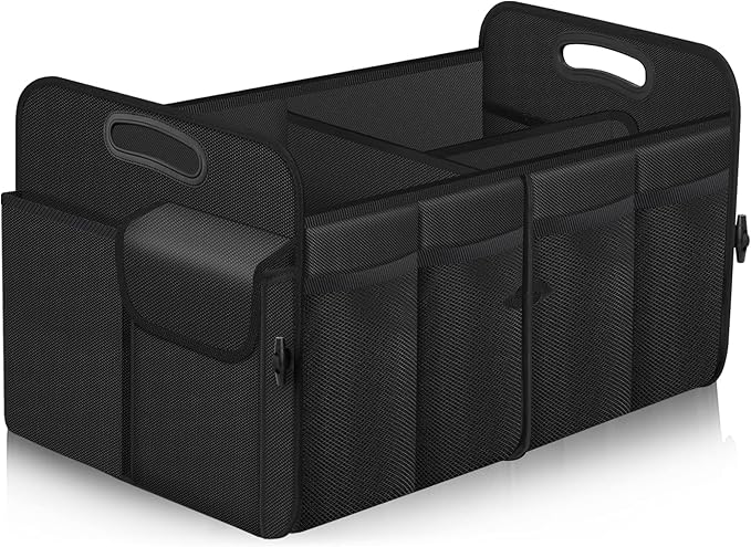 Femuar Car Trunk Organizer, Trunk Storage Organizer with 72L Large Capacity Waterproof Collapsible and 11 Pockets, Trunk Organizer for Suv/Jeep/Sedan, Large Size, Black by GuangzhouTailinTechnologyCo