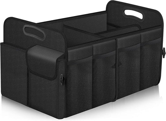 Femuar Car Trunk Organizer, Trunk Storage Organizer with 72L Large Capacity Waterproof Collapsible and 11 Pockets, Trunk Organizer for Suv/Jeep/Sedan, Large Size, Black by GuangzhouTailinTechnologyCo