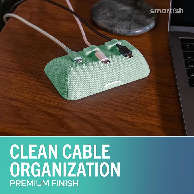 Smartish® Magnetic Cord Holder - Bigger Cable Wrangler Organizer with Magnet Clips for Charger Management on Desktop, Nightstand - Holds 6+ Cables - Teal Me More - Image 2