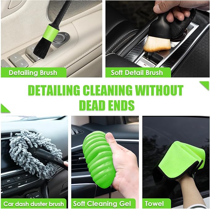 30pcs Car Cleaning Kit, Car Interior Detailing Kit with High Power Handheld Vacuum, Detailing Brush Set, Windshield Cleaner, Cleaning Gel, Complete Auto Accessories for Men, Women - Image 4