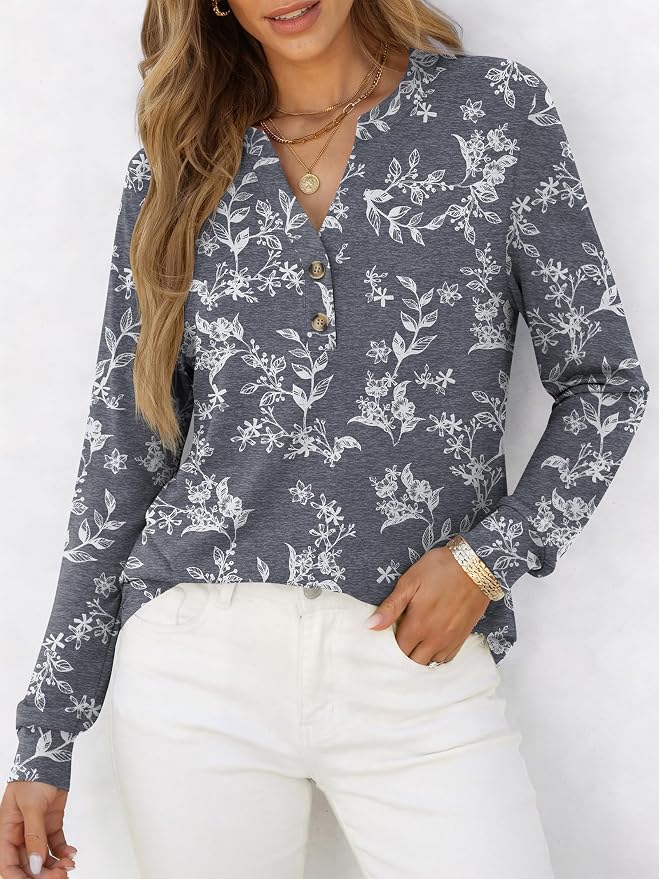 ANRABESS Women's Long Sleeve Shirts 2026 Spring Fashion Dressy Casual Tops Trendy Henley Blouses Cute Work Outfits Clothes - Image 2