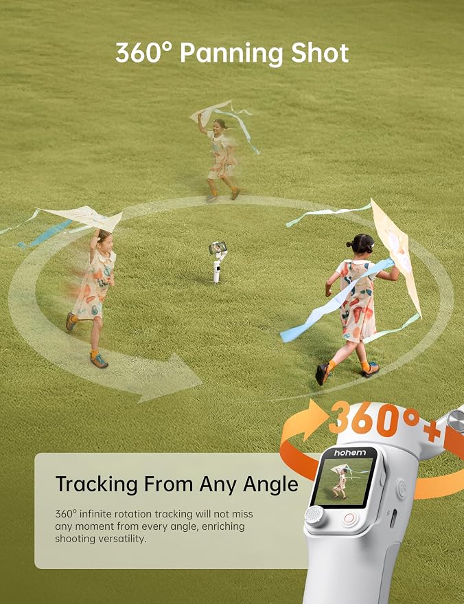 Hohem iSteady V3 Ultra Gimbal Stabilizer for Smartphone, AI Tracking Phone Gimbal, 1.22" Touchscreen Detachable Remote Control, Built-in Extension Rod & Tripod, 360° Infinite Pan, Vlog Filming, White - Image 6