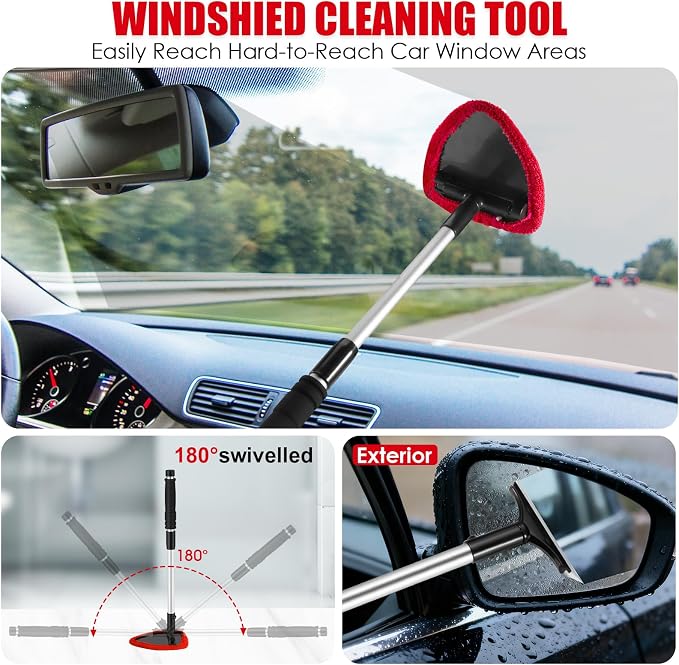 17PCS Car Cleaning Kit, Red Car Interior Detailing Kit with High Power Handheld Vacuum, Detailing Brush Set, Windshield Cleaner, Cleaning Gel, Complete Auto Accessories for Women Girls Gift - Image 3