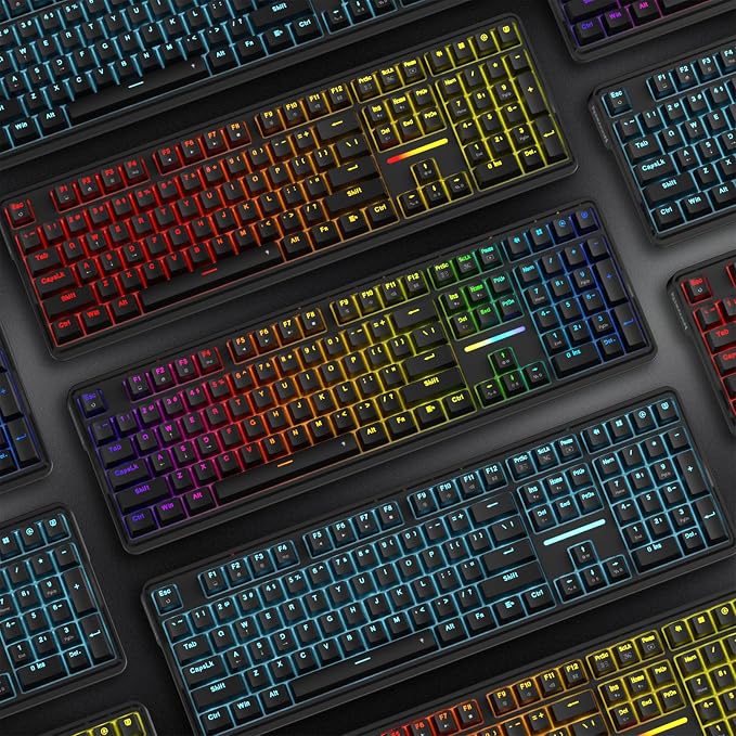 Redragon K745 Wired 108-Key Gasket RGB Gaming Keyboard, 4 Extra Hotkeys | Dedicated Shortcut Keys for Mute, Calc & Desktop, Cushioned 5-Layer Dampening for Creamy Thocky Sound, Programmable Software - Image 7