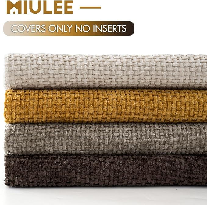MIULEE Pack of 4 Couch Throw Pillow Covers 18x18 Inch Neutral Gold/Brown Soft Decorative Chenille Pillow Covers Farmhouse Accent Cushion Covers for Boho Fall Home Decor Sofa Bedroom Living Room - Image 6