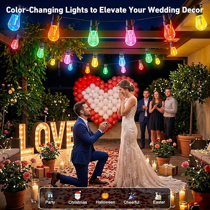 Outdoor String Lights,200FT Smart RGB+IC Patio Lights with Shatterproof LED Bulbs ,Outside Light Dimmable Patio for Decor DIY IP67 Waterproof ,Courtyard, garden,Holiday,LED lights more Scene Modes - Image 6