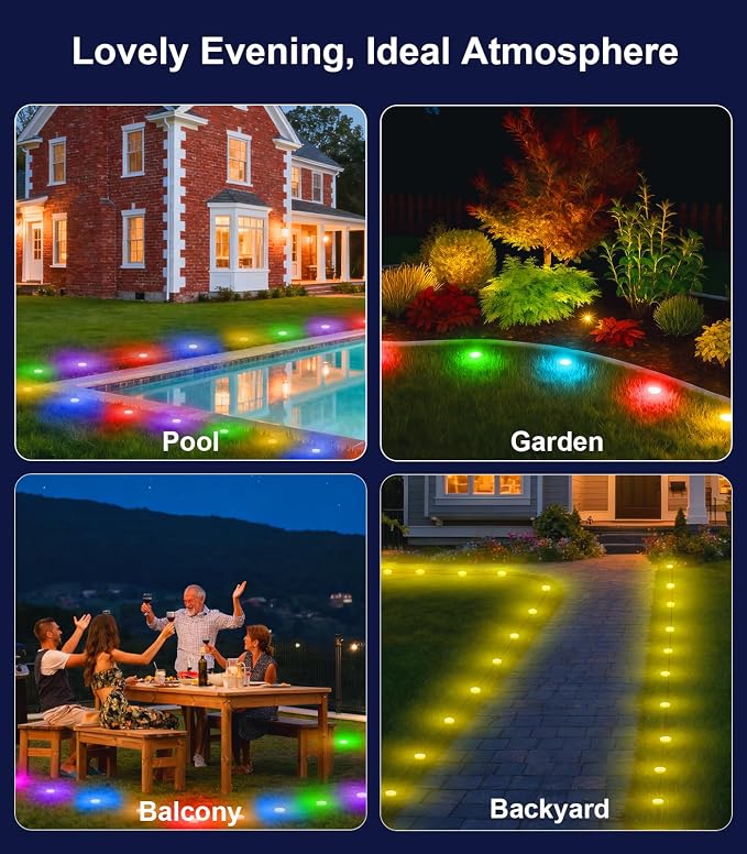 100Ft RGB Ground Lights Outdoor LED Pathway Lights, Multi Color Changing Christmas Decor Waterproof Walkway Lighting for Outside Garden Back Yard Lawn Driveway Patio Landscape Lighting, Smart Control - Image 4
