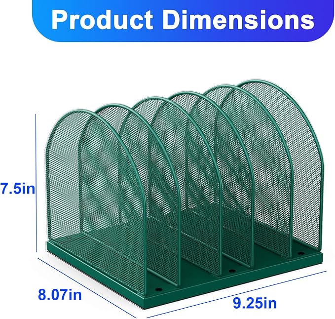 gianotter Desktop File Organizer with 5 Compartments | Desk Organizer Paper Organizer for Desk Workspace Organizers for Office Supplies (Green, Upright Style) - Image 3