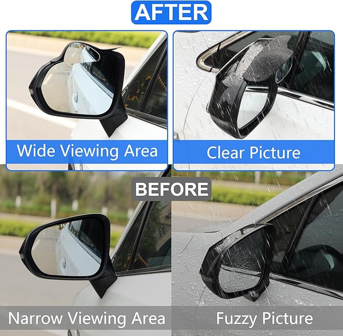 LivTee Blind Spot Mirror with Side Mirror Rain Guard, Carbon Fiber 2-in-1 Side Mirror Covers Kit with Wide Angle Adjustable Stick for Cars SUV and Trucks, Pack of 2 - Image 7