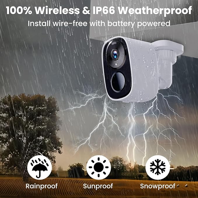 2026 Upgraded 2K Wireless Security Camera with 64G SD Card, Free Cloud Storage, 1-6 Month Battery Life, AI Motion Detection, Spotlight, Siren Alarm, 2-Way Audio, Waterproof WiFi Surveillance Camera - Image 8