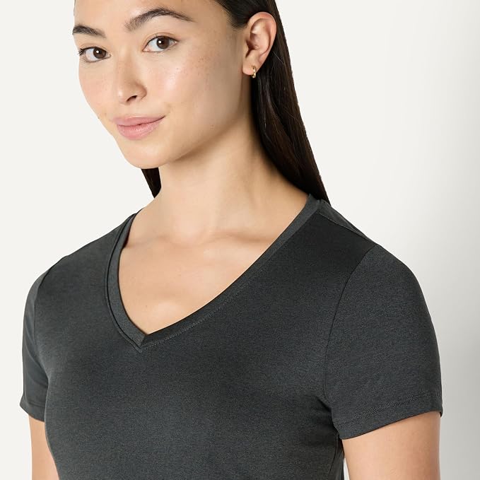 Amazon Essentials Women's Active Quick Dry Tech Stretch Short-Sleeve V-Neck T-Shirt (Available in Plus Size), Pack of 2 - Image 4